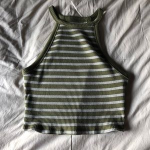 Green striped crop top